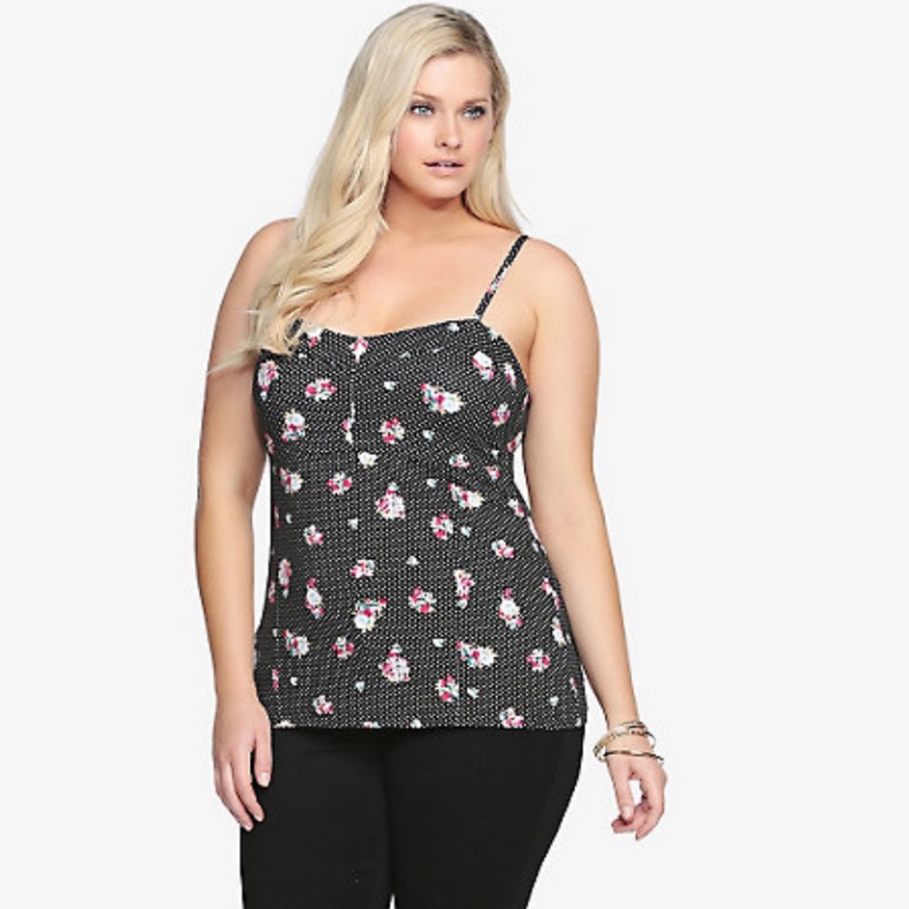 TORRID FLORAL POLKA DOT BUSTIER PLUS SIZE CAMI